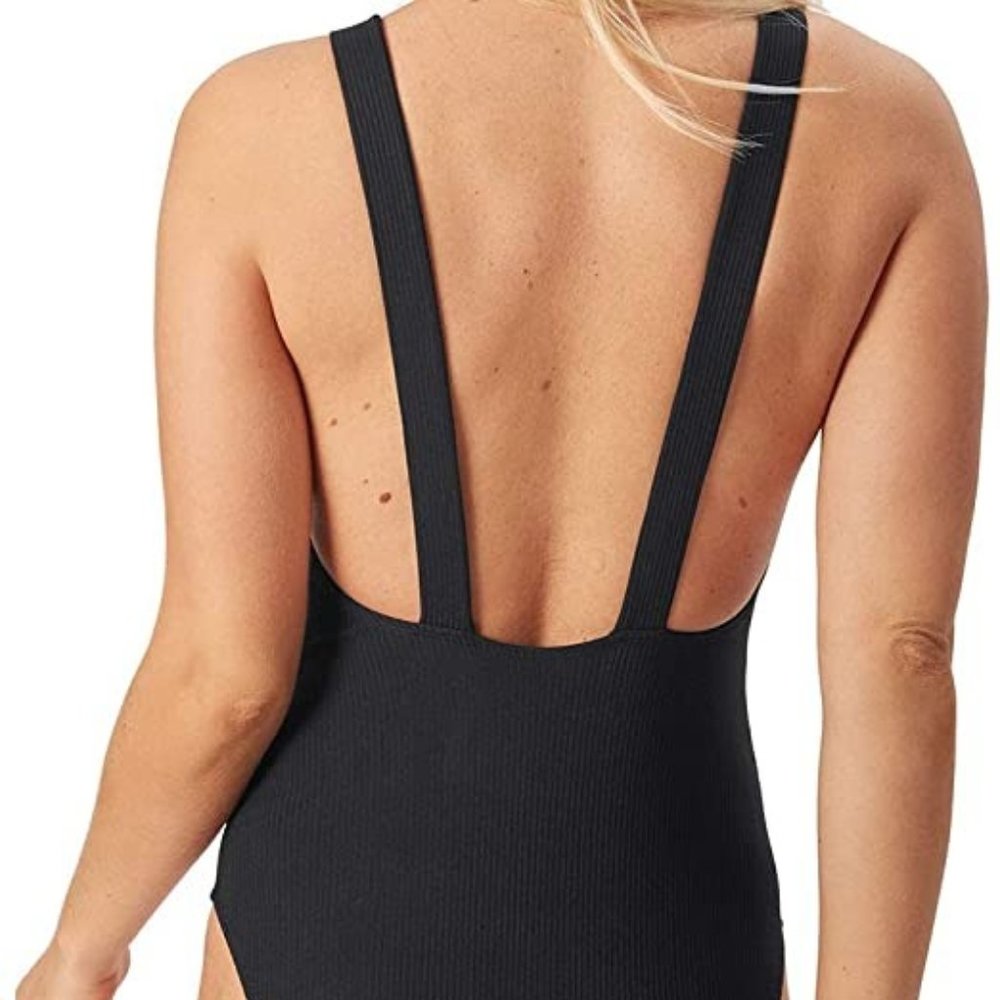 ANDIE THE MONTAUK RIBBED BLACK ONE PIECE